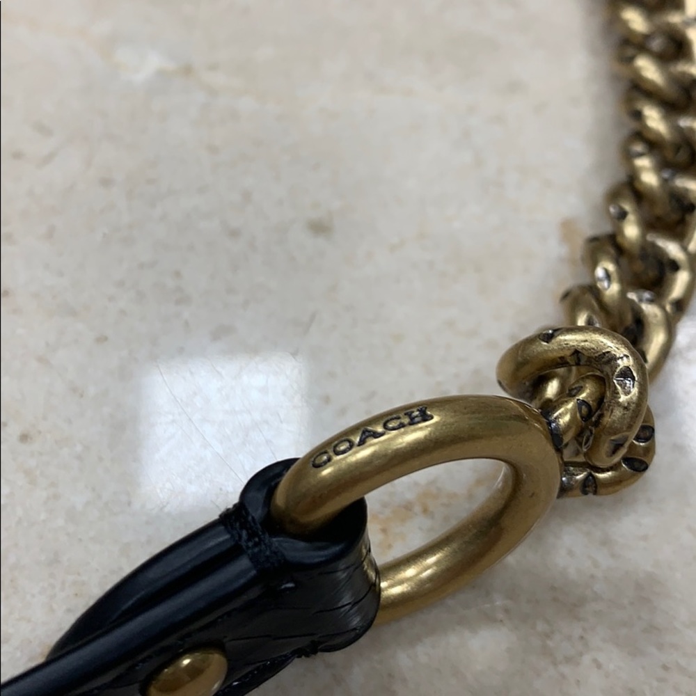 LAST COACH HUTTON GENUINE SNAKESKIN SHOULDER HANDBAG IN BLACK/CHUNKY GOLD CHAIN - Picture 14 of 16